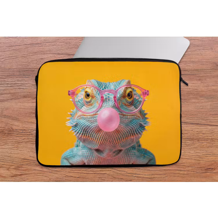 Kameleon - Kauwgom - Kleurrijk laptophoes neopreen klein -tafel