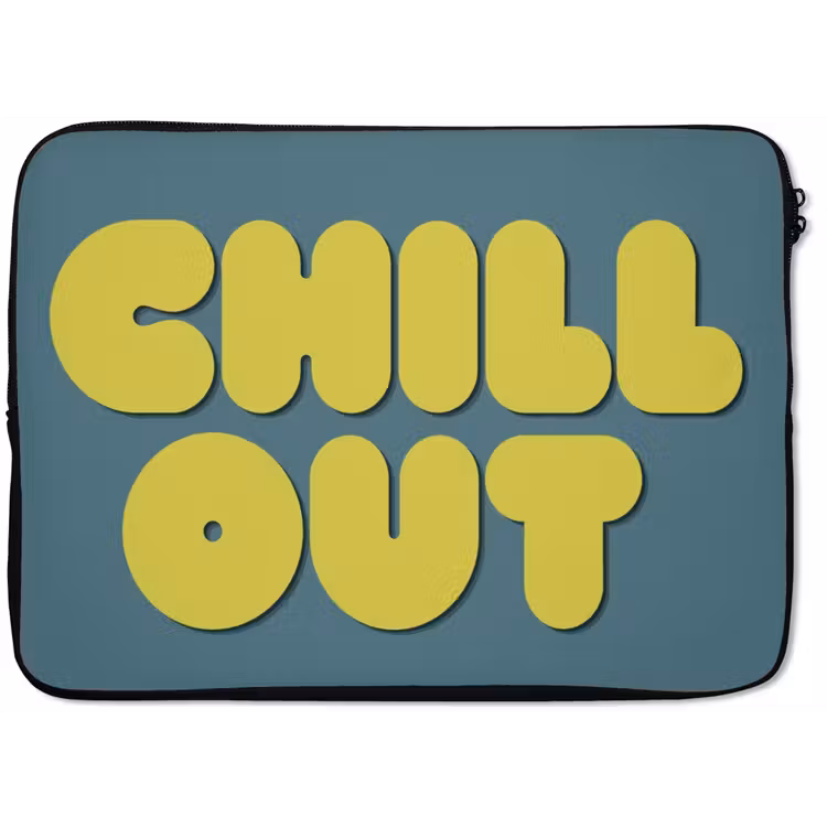 Chill out - Geel - Blauw laptophoes neopreen klein -zkaufland3dotto