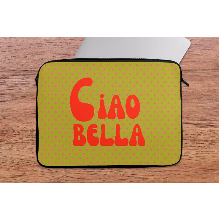 Ciao bella - Rood - Groen - Stippen laptophoes neopreen klein -tafel