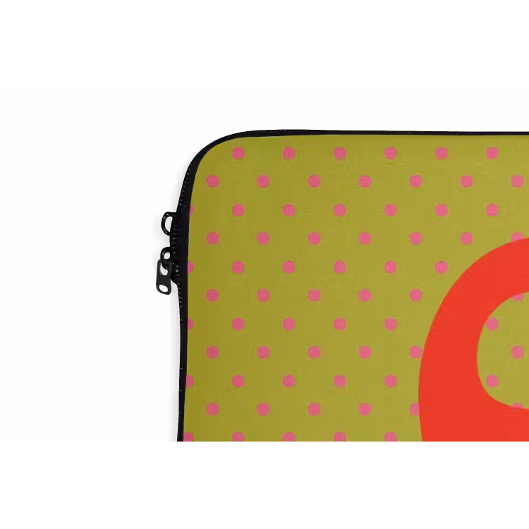 Ciao bella - Rood - Groen - Stippen laptophoes neopreen klein -detail