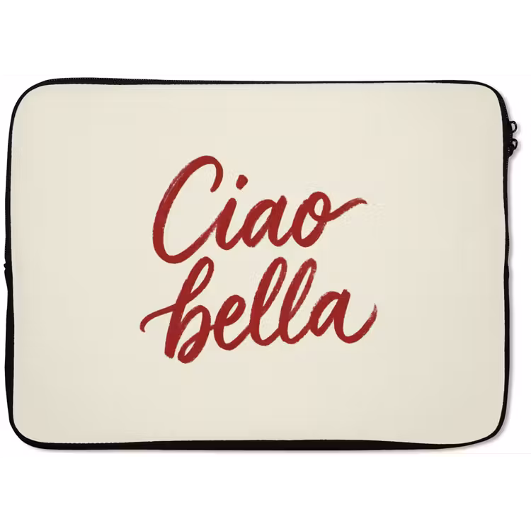 Ciao bella - Rood - Wit - Minimalistisch laptophoes neopreen klein -zkaufland3dotto