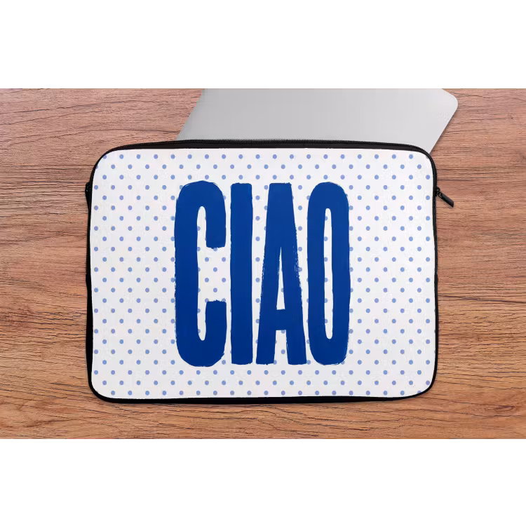 Ciao - Blauw - Stippen laptophoes neopreen klein -tafel