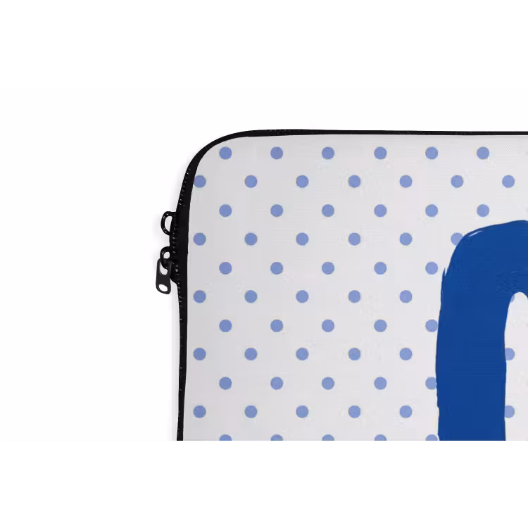 Ciao - Blauw - Stippen laptophoes neopreen klein -detail