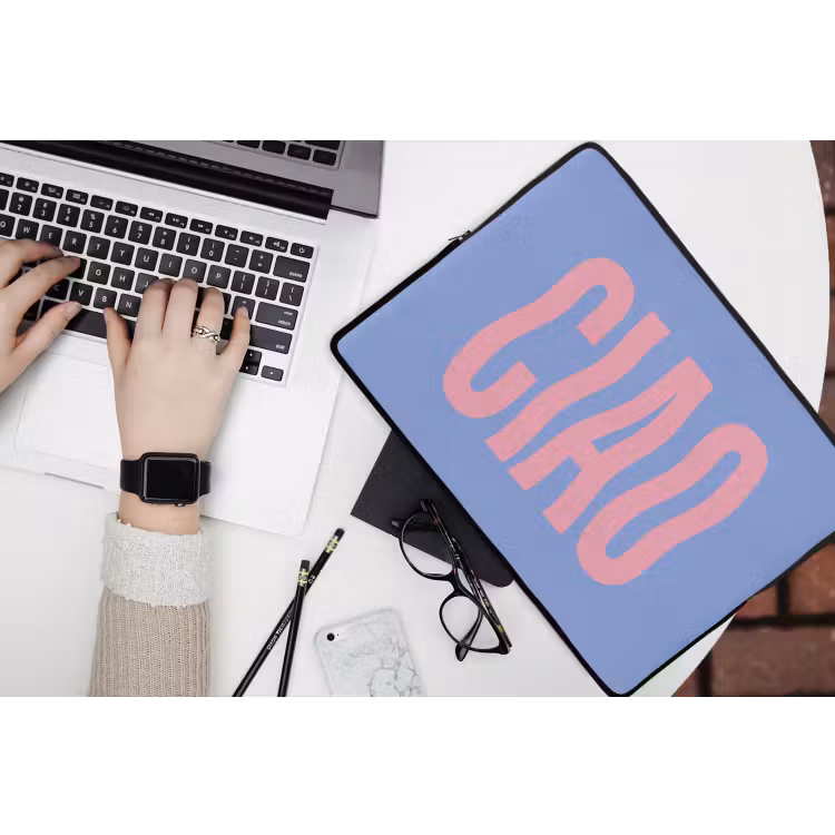Ciao - Roze - Blauw - Golvend laptophoes neopreen klein -bureau