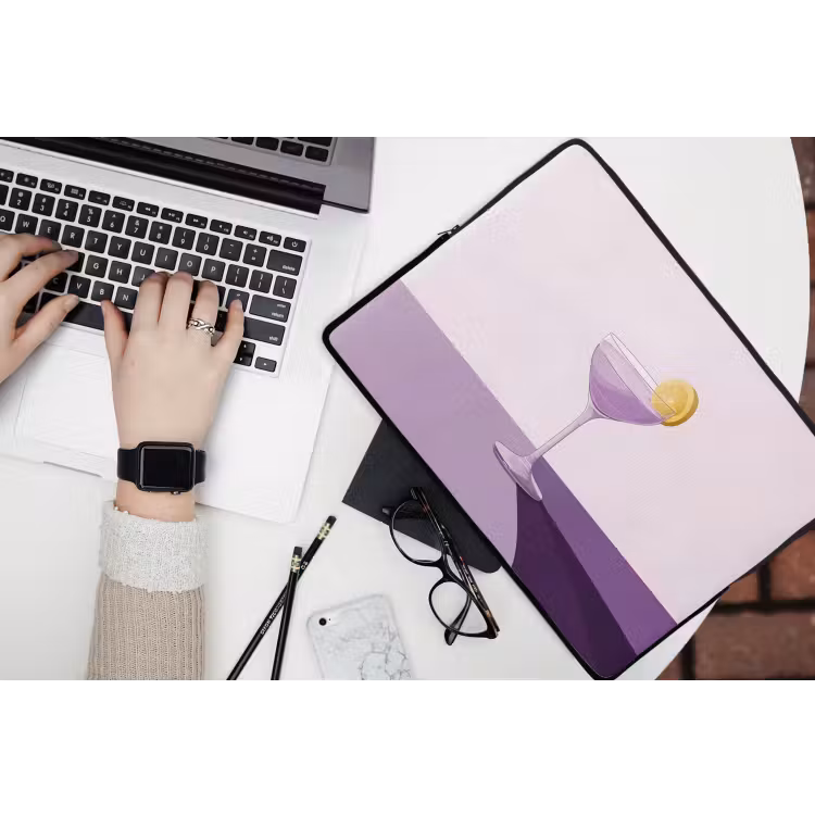 Cocktail - Paars - Minimalistisch - Citroen laptophoes neopreen klein -bureau