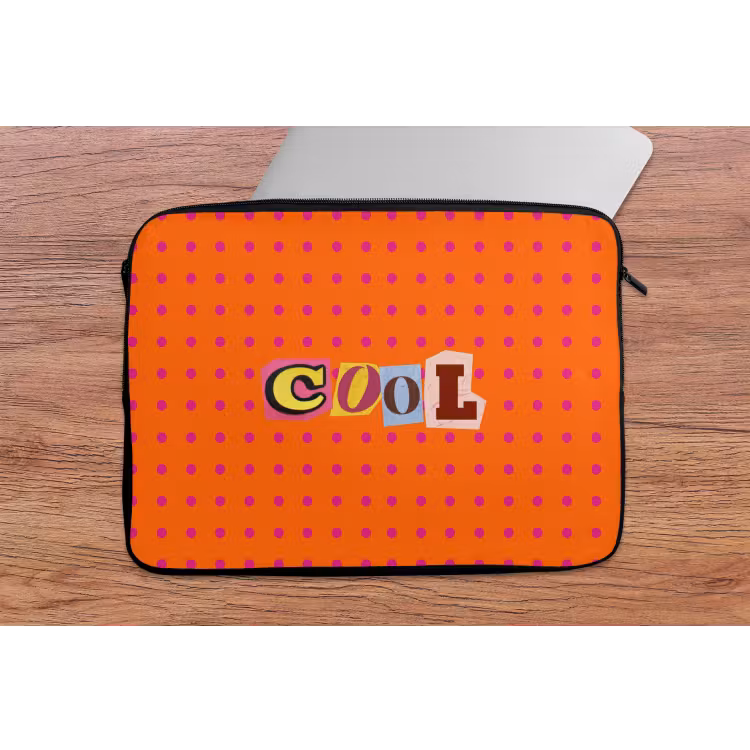 Cool - Stippen - Oranje laptophoes neopreen klein -tafel
