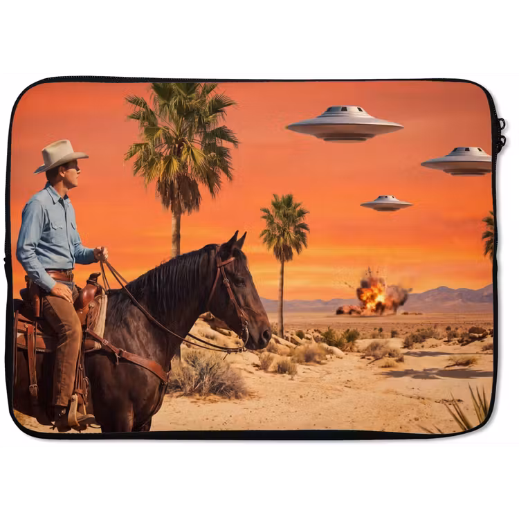 Laptop hülle - Cowboy – Pferd – Wüste - Cowboy - Paard - Woestijn laptophoes neopreen klein