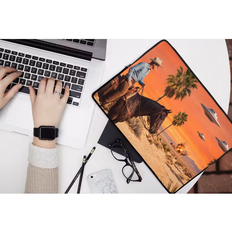 Laptop hülle - Cowboy – Pferd – Wüste - Cowboy - Paard - Woestijn laptophoes neopreen klein