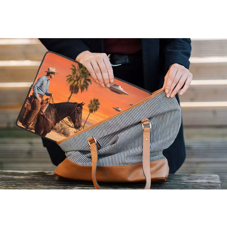 Laptop hülle - Cowboy – Pferd – Wüste - Cowboy - Paard - Woestijn laptophoes neopreen klein