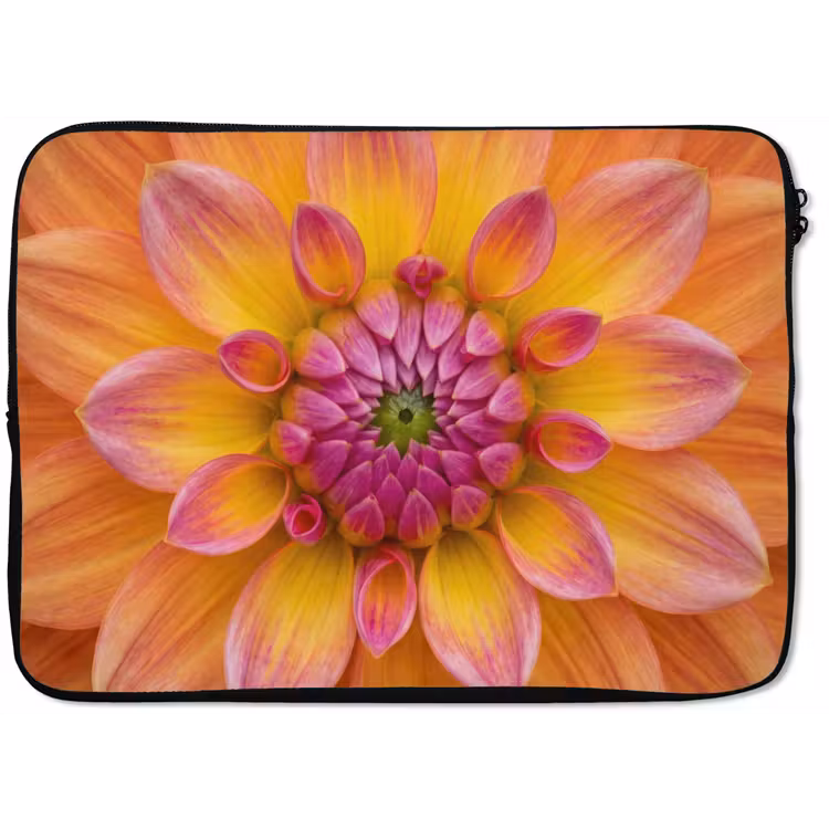 Dahlia - Bloem - Oranje laptophoes neopreen klein -zkaufland3dotto