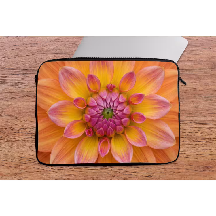 Dahlia - Bloem - Oranje laptophoes neopreen klein -tafel