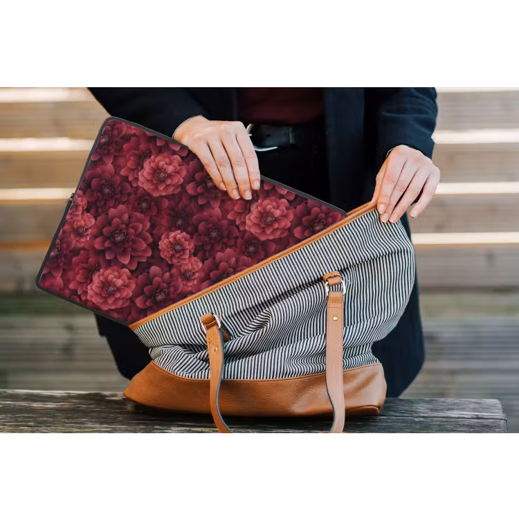 Dahlias - Bloemen - Rood laptophoes neopreen klein 279 -tas