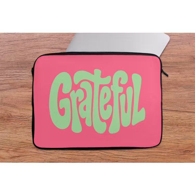 Grateful - Groen - Grafisch - Vloeiend laptophoes neopreen klein -tafel