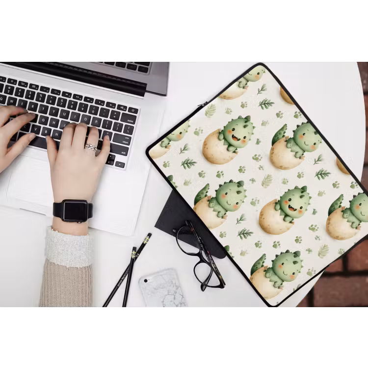 Dino - Eieren - Groen laptophoes neopreen klein 279 -bureau