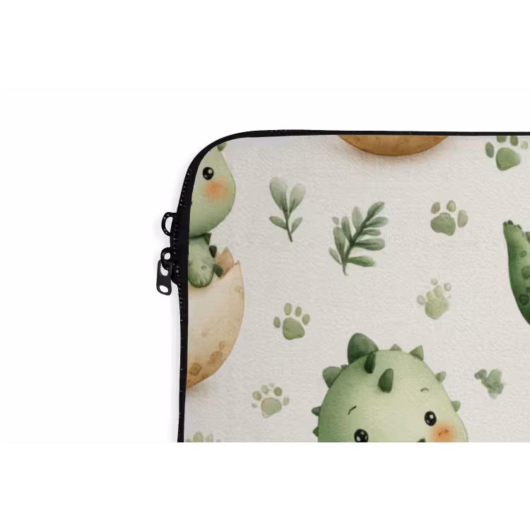 Dino - Eieren - Groen laptophoes neopreen klein 279 -detail