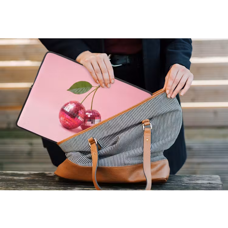Disco - Kersen - Roze laptophoes neopreen klein -tas