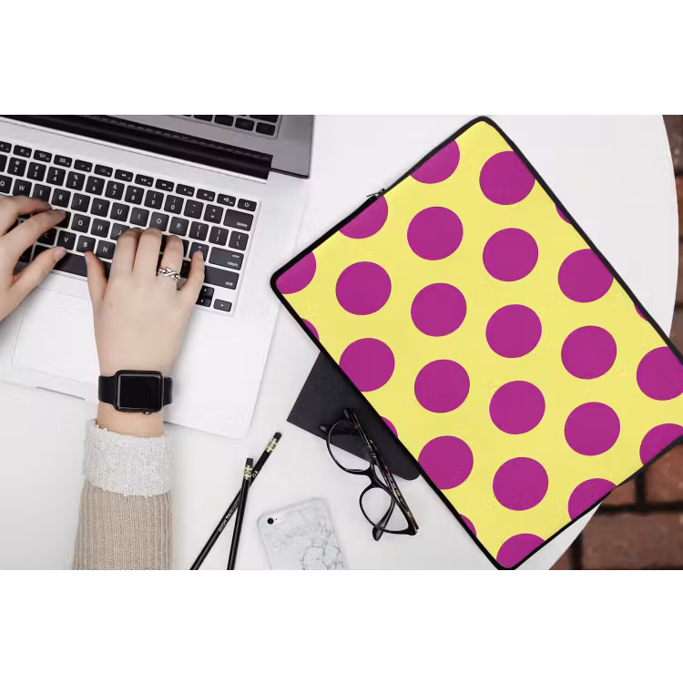 Dots - Klassiek - Geel laptophoes neopreen klein 279 -bureau