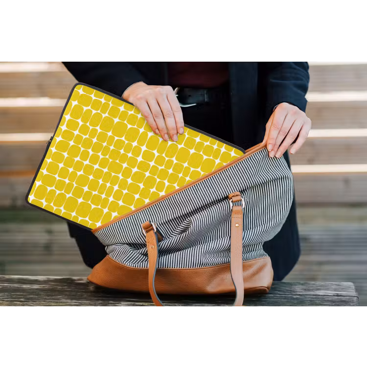 Stippen - Modern - Geel laptophoes neopreen klein 279 -tas