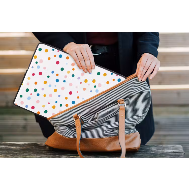 Stippen - Speels - Kleurrijk laptophoes neopreen klein 279 -tas