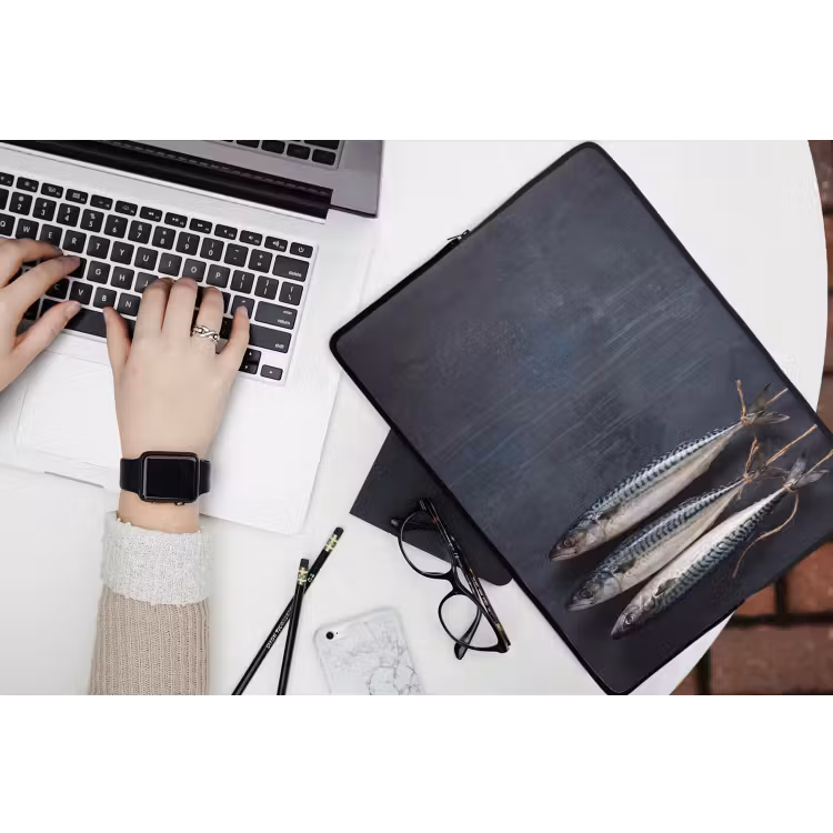 Laptop hülle - Drei Fische – Seil - Drie vissen - Touw laptophoes neopreen klein