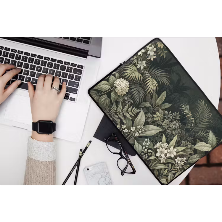 Jungle - Bladeren - Botanisch - Groen laptophoes neopreen klein -bureau