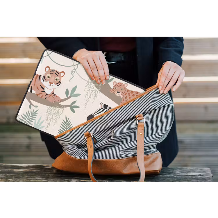 Jungle - Rustiek - Pastel laptophoes neopreen klein -tas