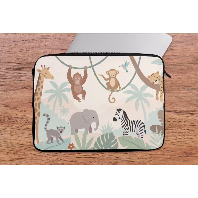 Jungle - Dieren - Groen laptophoes neopreen klein -tafel