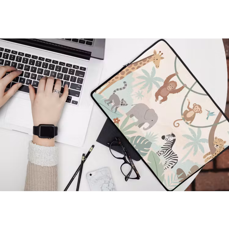 Jungle - Dieren - Groen laptophoes neopreen klein -bureau