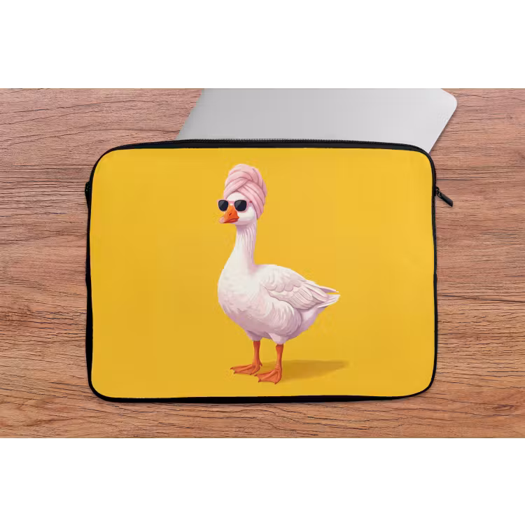 Eend - Zonnebril - Geel laptophoes neopreen klein -tafel