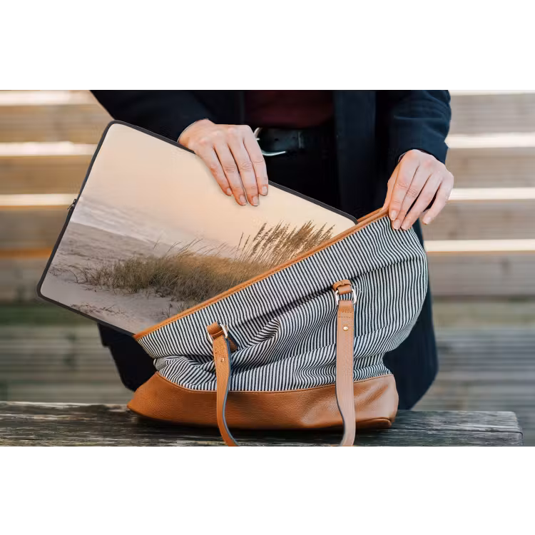 Duinlandschap - Zonsondergang - Strand laptophoes neopreen klein -tas