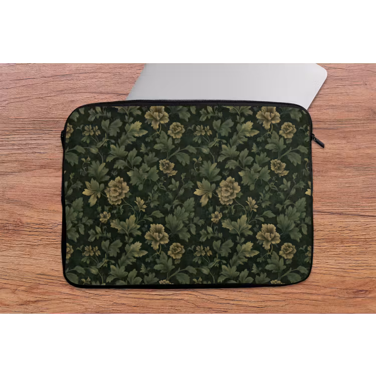 Donker - Groen - Goud - Botanisch laptophoes neopreen klein 279 -tafel