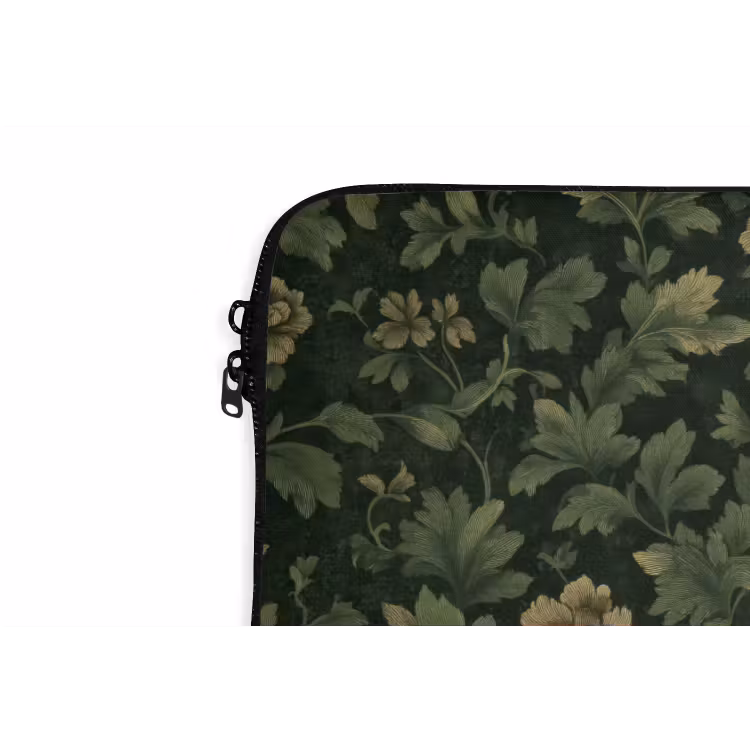 Donker - Groen - Goud - Botanisch laptophoes neopreen klein 279 -detail