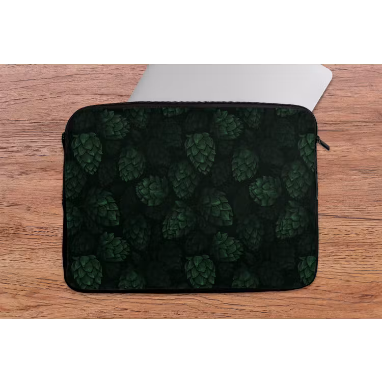 Donker - Groen - Hopbellen - Botanisch - Illustratie laptophoes neopreen klein 279 -tafel