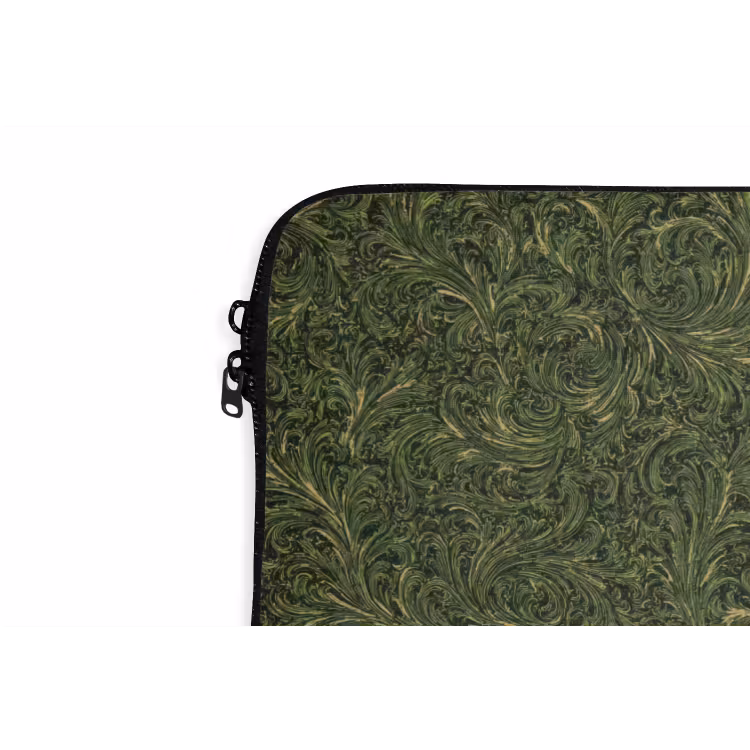 Donker - Groen - Krullend - Botanisch laptophoes neopreen klein 279 -detail