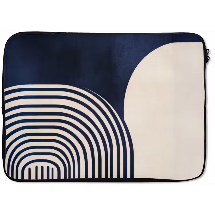 Donkerblauw - Abstract - Lijnen laptophoes neopreen klein -zkaufland3dotto
