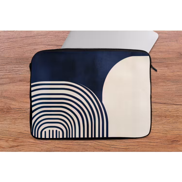 Donkerblauw - Abstract - Lijnen laptophoes neopreen klein -tafel