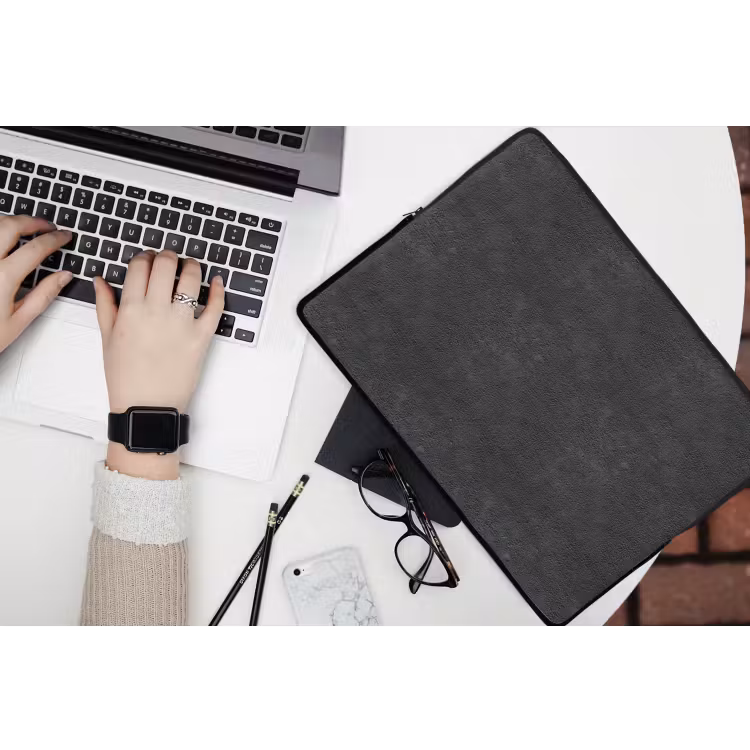 Donkergrijs - Asfaltstructuur - Ruw laptophoes neopreen klein 279 -bureau