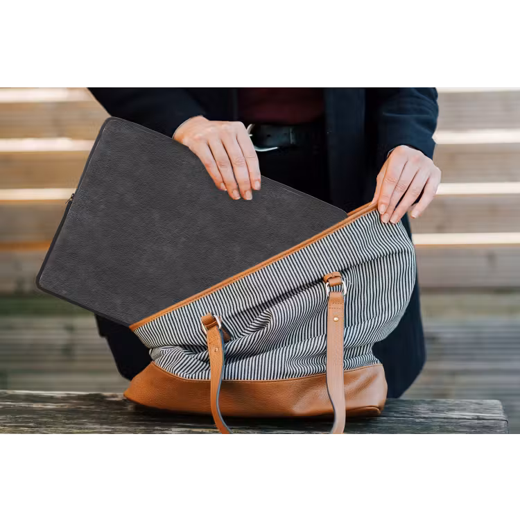 Donkergrijs - Asfaltstructuur - Ruw laptophoes neopreen klein 279 -tas
