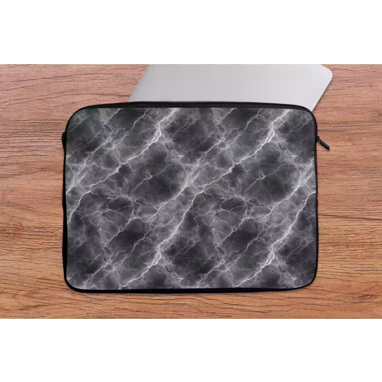 Donkergrijs - Bliksem - Marmer laptophoes neopreen klein 279 -tafel