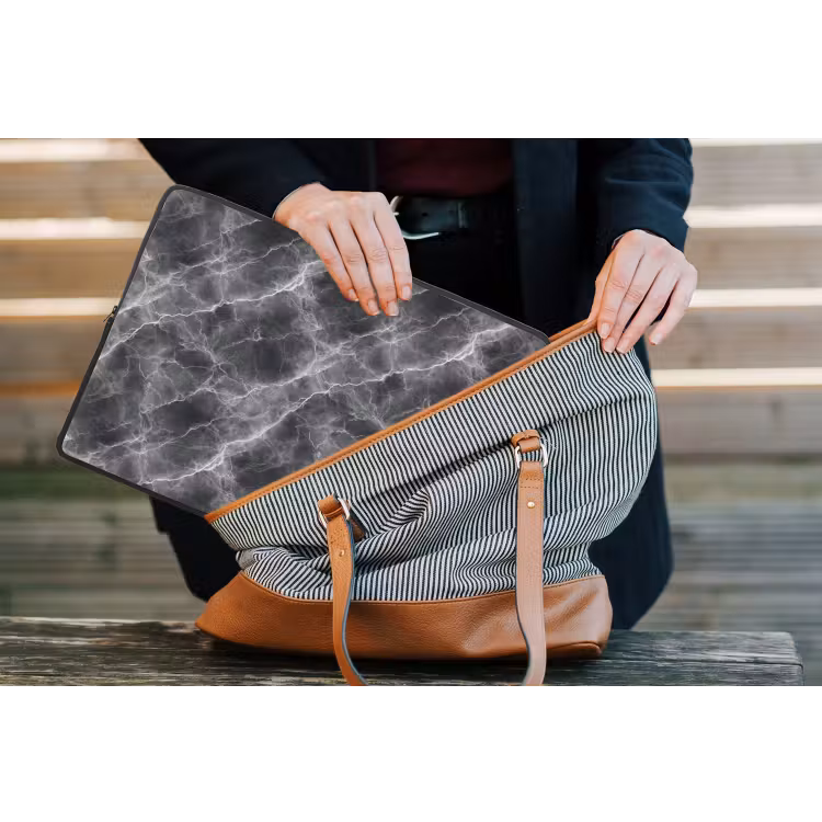Donkergrijs - Bliksem - Marmer laptophoes neopreen klein 279 -tas