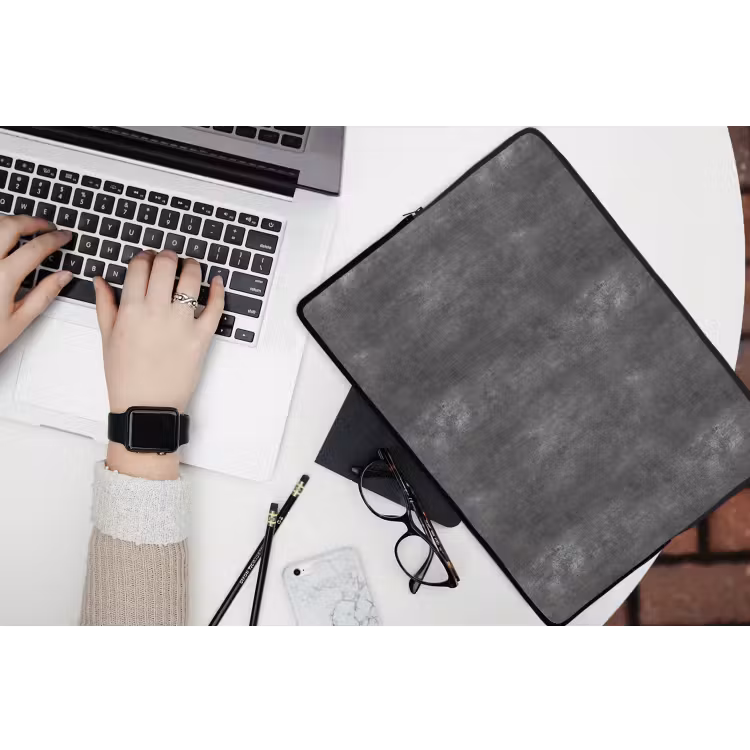 Donkergrijs - Ruw - Beton laptophoes neopreen klein 279 -bureau