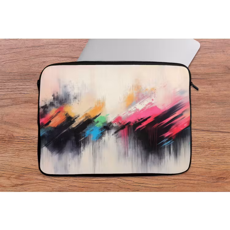 Dynamisch - Abstract - Kleurrijk - Zwart laptophoes neopreen klein -tafel