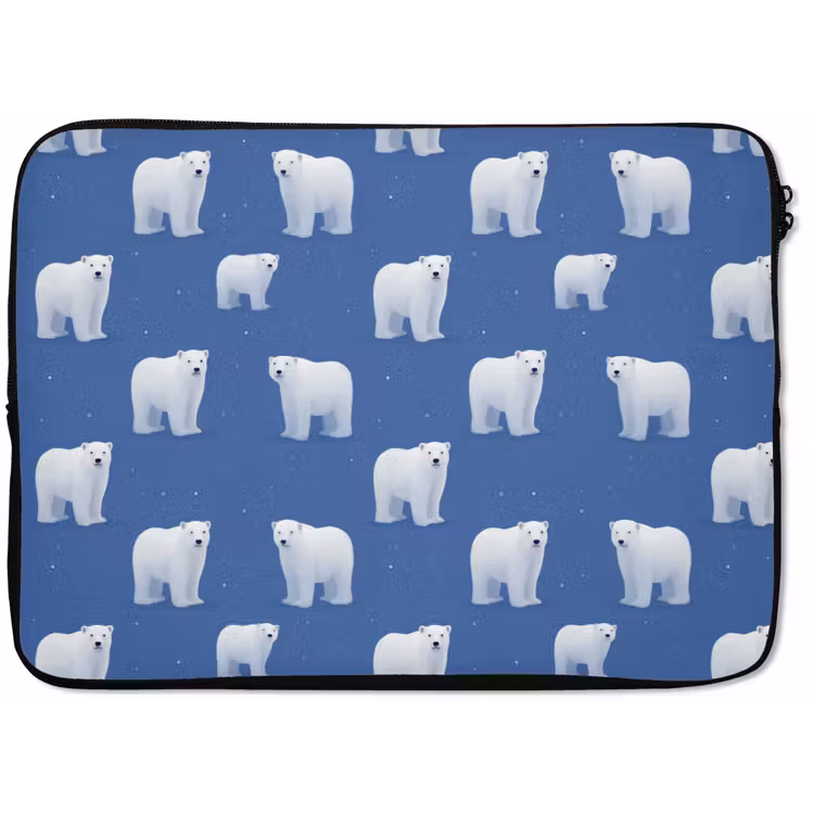 IJsbeer - Patroon - Blauw laptophoes neopreen klein 279 -zkaufland3dotto