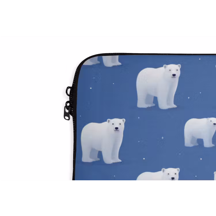 IJsbeer - Patroon - Blauw laptophoes neopreen klein 279 -detail