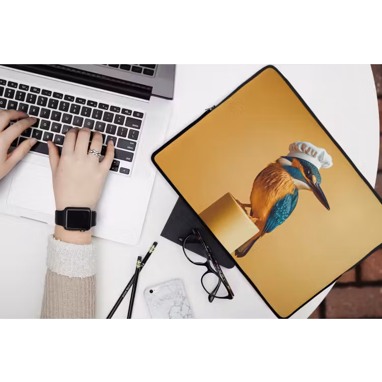 Ijsvogel - Pilaar - Koksmuts - Vogel laptophoes neopreen klein -bureau
