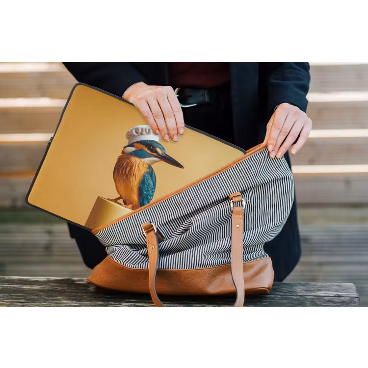 Ijsvogel - Pilaar - Koksmuts - Vogel laptophoes neopreen klein -tas
