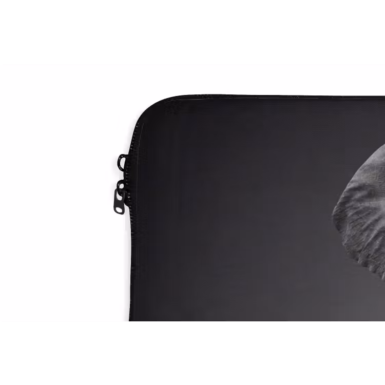 Olifant - Zwart - Wit - Rook laptophoes neopreen klein -detail