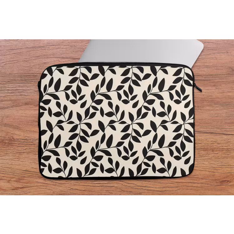Elegant - Patroon - Zwart - Beige laptophoes neopreen klein 279 -tafel