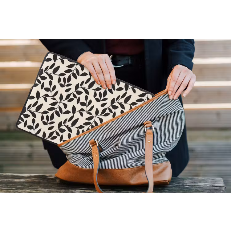 Elegant - Patroon - Zwart - Beige laptophoes neopreen klein 279 -tas