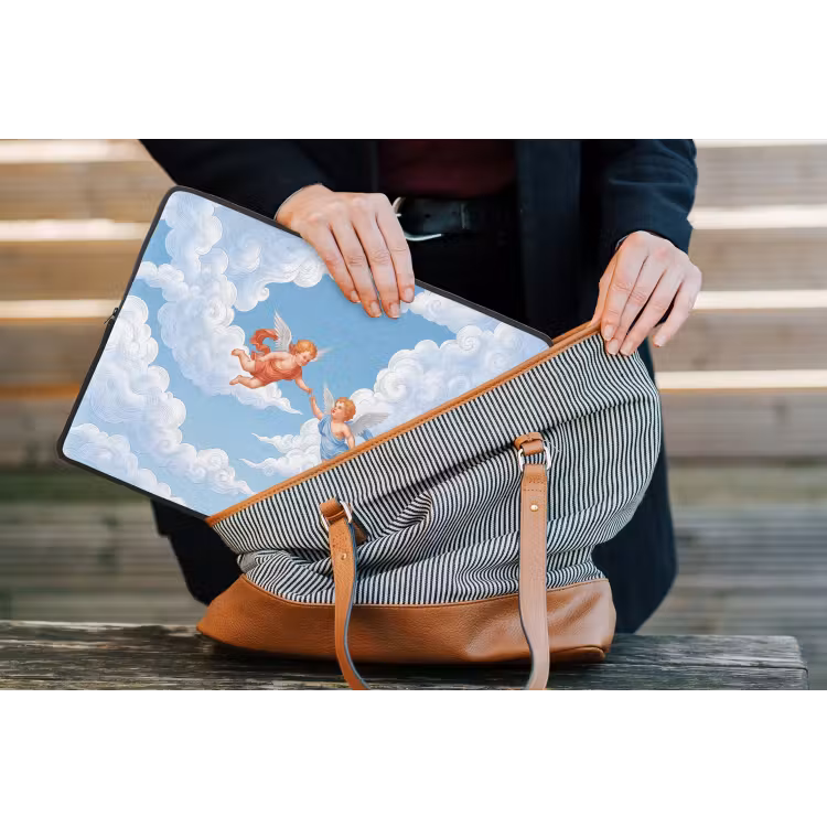 Engel - Vliegend - Klassiek - Blauw laptophoes neopreen klein -tas